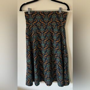 LuLaRoe A-Line Skirt - Black, Orange, Green Geometric